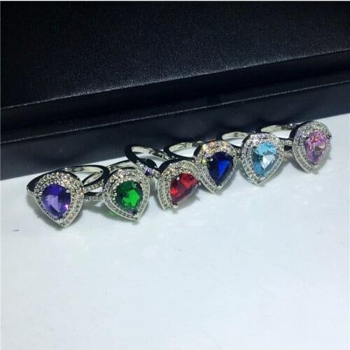 2020 Water Drop ring 925 Sterling silver Bijou AAAAA cz Birthstone Engagement Wedding Band Rings for women Fine Promise Jewelry