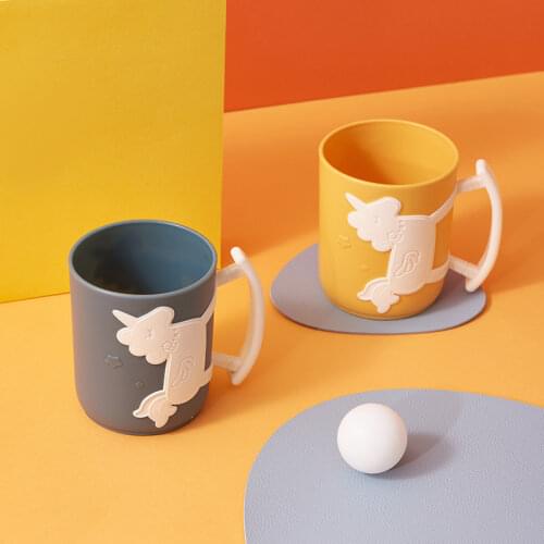 250ml Wheat Straw Cartoon Cute Wooden Horse Anti-skid Water Cup for Infants Children Students Mouthwash Creative Gift Wholesale