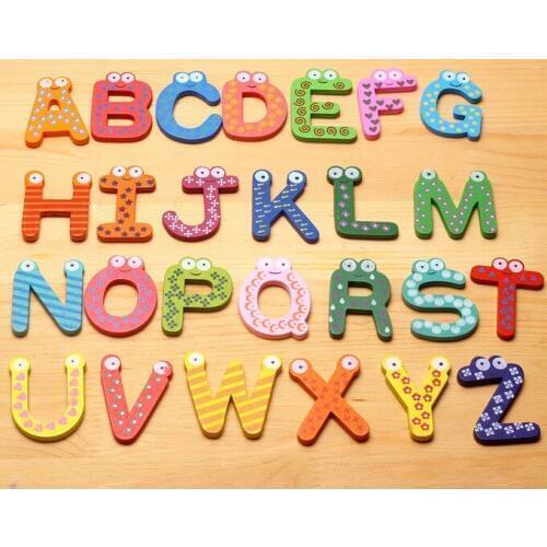 26pcs/set Children Kids English Alphabet Refrigerator Magnets Big Anti-Rust Thickened Baby Wooden Fridge Magnet Sticker lin4525