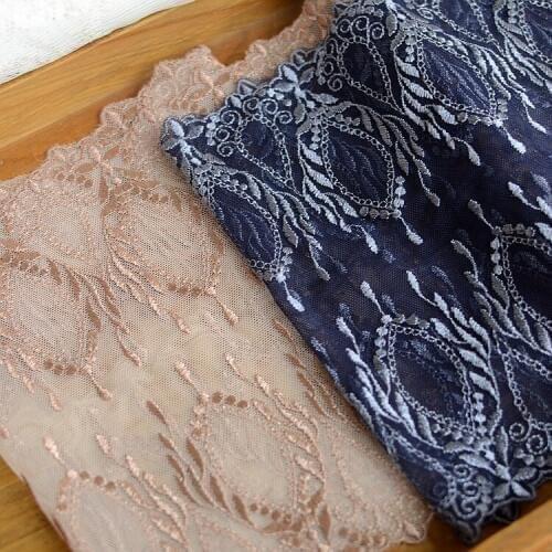 3meter/lot 19cm Dark Blue/Coffee Export Quality 2Side Polyester Embroidery Mesh Lace DIY Sewing Textile Material X573
