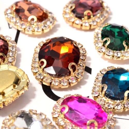 5PCS Sewing Crystal Glittery Colorful Rhinestones Sew On Crystals Stone Horse Eye Acrylic Strass For DIY Clothes Crafts Jewelry