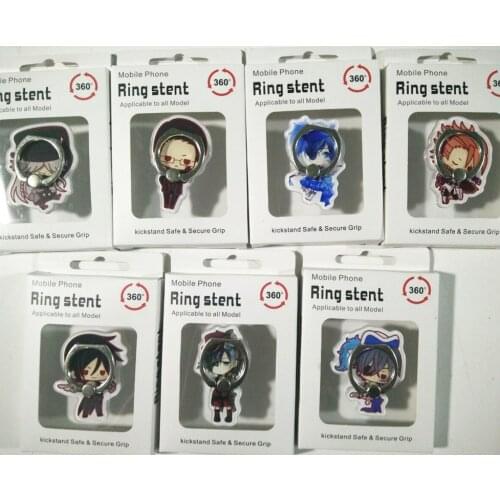 7 Pcs/lot Anime Black Butler Finger Ring Mobile Phone Stand Holder Acrylic 360 Degree Ring Stent Action Figure Toy gift