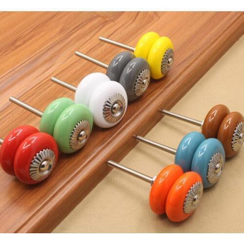 8 Color European Style Ceramic Furniture Drawer Handle and Pulls Brief Silver Ceramic Cabinet Knobs