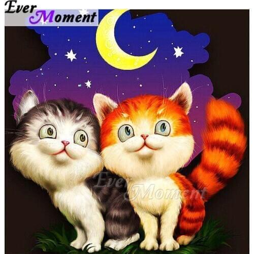 Ever Moment Diamond Painting Cats Moon Star Picture Of Rhinestone 5D DIY Decoration For Home Diamond Embroidery Square ASF1947