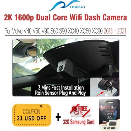 Realsun 1600P Car DVR Dual Core Novatek 96675 Wifi Dash Camera Video Recorder For Volvo V40 V60 V90 S60 S90 XC40 XC60 XC90