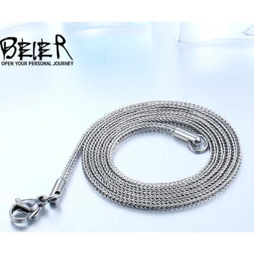 Beier 1.5/2/34mm stainless steel necklace twist trendy Square Fox chain necklace boy/man Silver Color BN1043