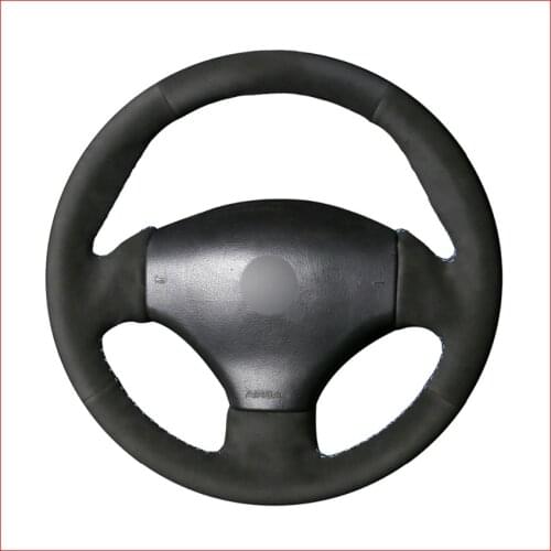 Black Suede Hand Sew Soft Wrap Car Steering Wheel Cover for Peugeot 206 1998-2005 206 SW 2003-2005 206 CC 2004 2005