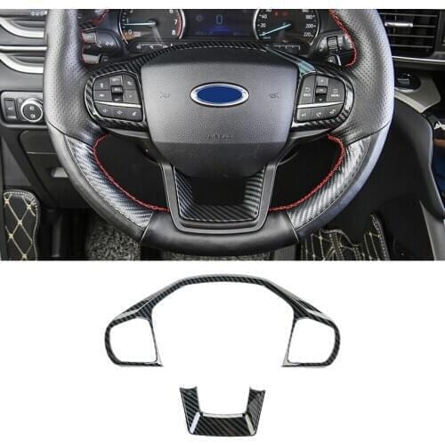 ABS Carbon Fiber Interior Steering Wheel Decoration Cover Trim for Ford Explorer 2020 2021 Car Styling Moldings