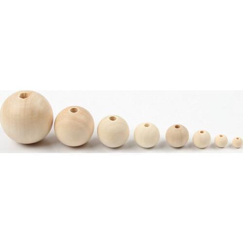 Wood Color Round Wooden Beads Smooth Multiple Sizes Loose Beads DIY Handmade Childrens Toys Jewelry Accessories