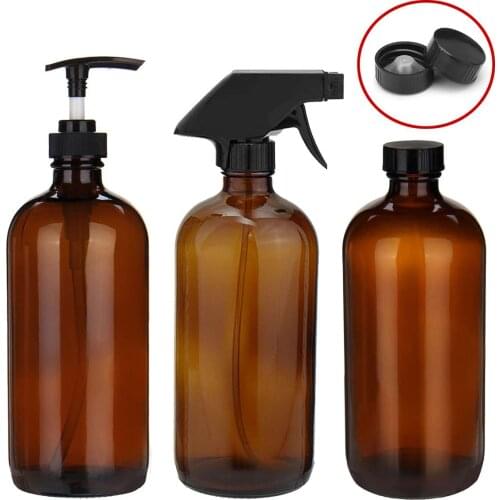 Brown Glass Soap Dispenser 250ml 500ml Bathroom Delivery Bottle for Shampoo Shower Gel Hair Conditioner Simple Press Pump Bottle