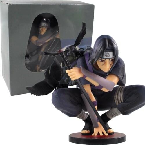 15cm Naruto Japanese Anime Figurine Squatting Position Uchiha Itachi Uzumaki Decorative PVC Collection Model Doll Christmas Gift