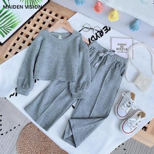 12Y Baby Girl Clothes Set Cotton Toddler Teen Off-Shoulder Tshirt+Pant Long Sleeve Children Clothing Set Casual Baby Suit