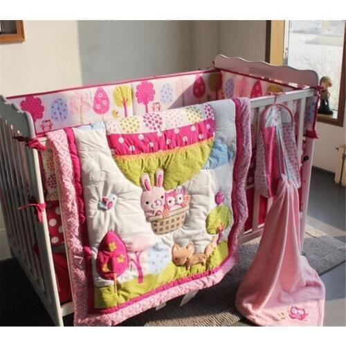 Fire Balloon 6pcs Cotton Baby Crib Cot Bedding Quilt Bumper Sheet Dust Ruffle Lovely Bedding Set For Newborn Baby