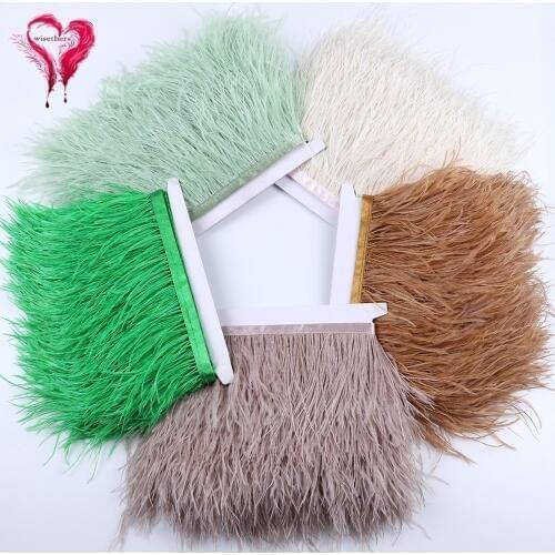 30 Colors 1 Meter Width 8-10 CM Fashion Soft Dyed Colored Short Ostrich Feather Ribbon Fringe Trim Lace Trimming For Dress Skirt
