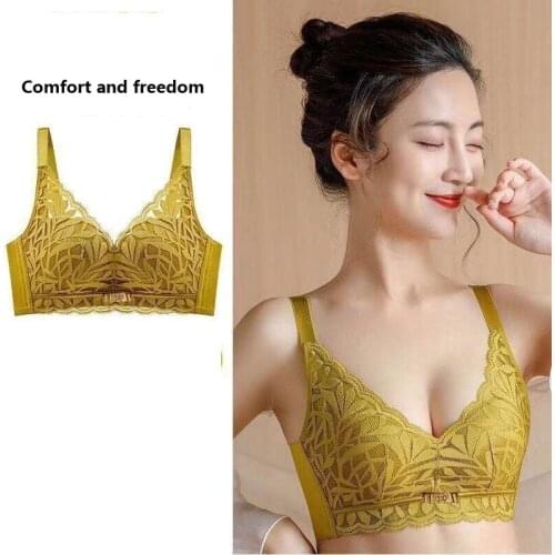 Latex underwear gathered small breasts upper support side breasts womens adjustable bra lace bra no steel ring bra