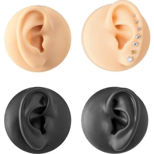 1PC Soft Silicone 1:1 Human Ear Model For Ear Piercing Jewelry Earrings Display Can Be Reused Piercing Teaching Simulation Props
