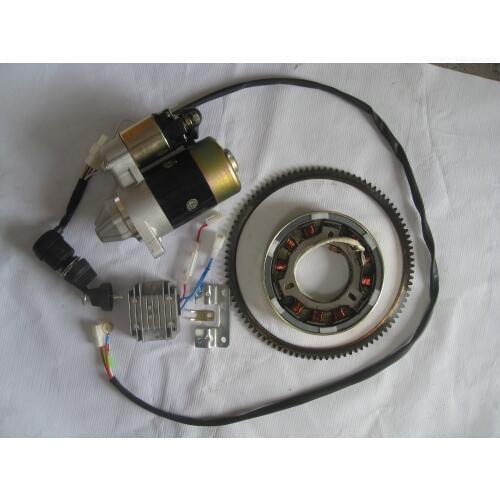 ELECTRIC START KIT CW DRECT. FOR DIESEL 186F 9HP TILLER 5KW GENERATOR W/ STARTER MOTOR TOGGLE SWITCH FLYWHEEL CHARGE COIL