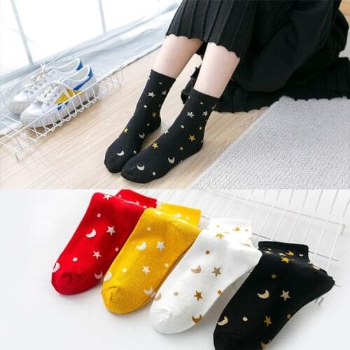 Spring And Summer New Planet Space Cartoon Cotton Socks Harajuku Creative Moon Stars Funny Socks Fashion Casual Womens Socks