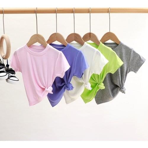 2021 New Kids Summer Clothes Unisex Solid Short Sleeve T-shirt Cotton Breathable Casual Tops Children Clothes Kids T-shirts