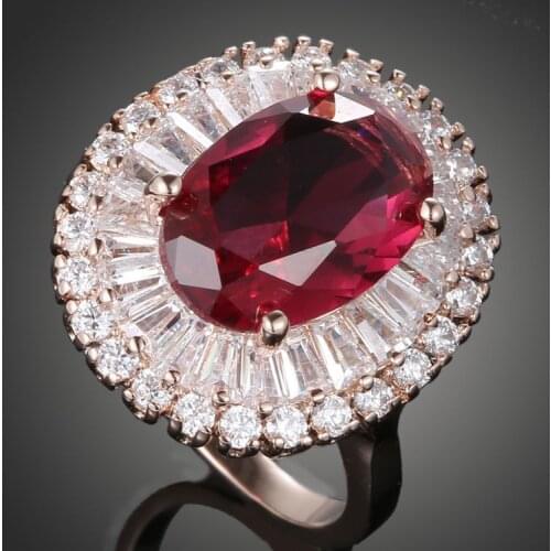 New European ruby Needle Hollow Carved RING Female Crystal from Swarovskis Simple Temperament Wild Anti-allergic