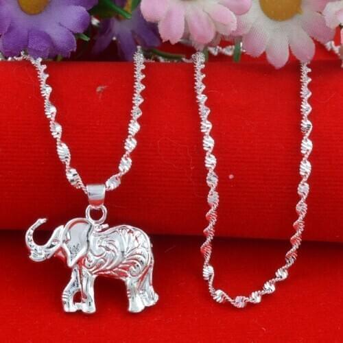 Fashion Jewelry 925 Sterling Plate Elephant Pendant Necklace