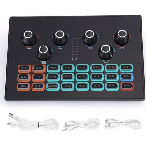 Portable SC‑01 34 Functions Live Sound Card Pure Timbre Support Dual Mobile Phone Computer Games Live Broadcast Auxiliary Tools