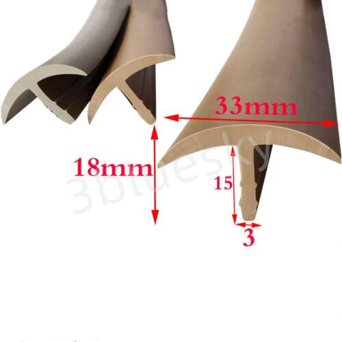 Rubber T Strip for Cable Solar Glass Metal Wood Panel Edge Encloser Shield Sealing 33x18mm Khaki Gray