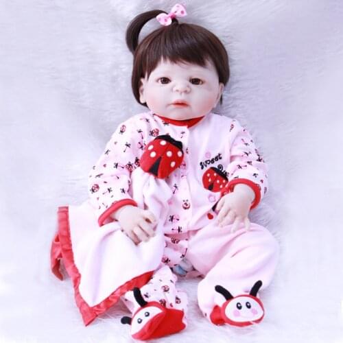 Handmade simulation silicone doll alive bebe girl reborn dolls 55cm real vinyl baby modle for children gift toy and 1pcs clothes