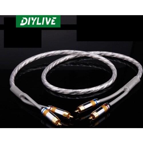 DIYLIVE Fever signal cable double lotus head audio cable 2RCA two on two HIFI audio amplifier subwoofer cable