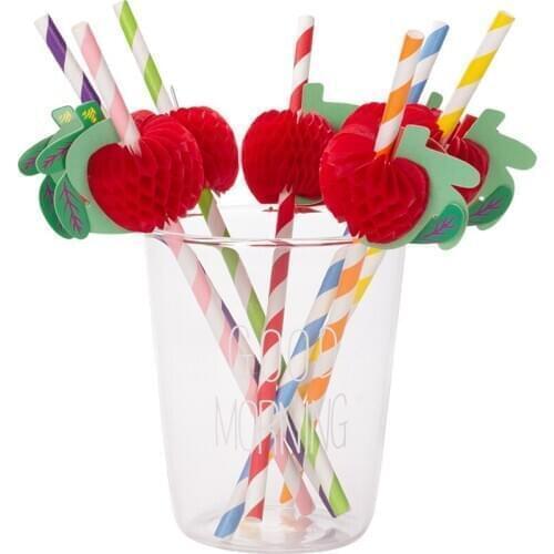 6pcs/lot Straw Creative BBQ Assorted Party 3D Paper Decoration Fruit Straws Cocktail Drinking STRAWS