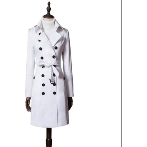 Spring ladies trench coat women long sleeves coats womens casaco feminino double-breasted overcoat woman jaqueta feminina white