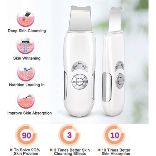 Ultrasonic Skin Scrubber Cleanser Face Cleaning Acne Removal Facial Spa Vibration Massager Ultrasound Peeling Clean Machine