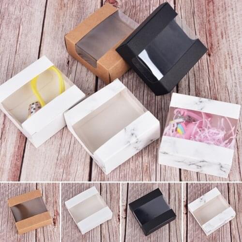 West Point Baking Packaging Box Handmade Soap Window Box Solid Color And Marble Pattern Keychain Small Jewelry Packaging Box