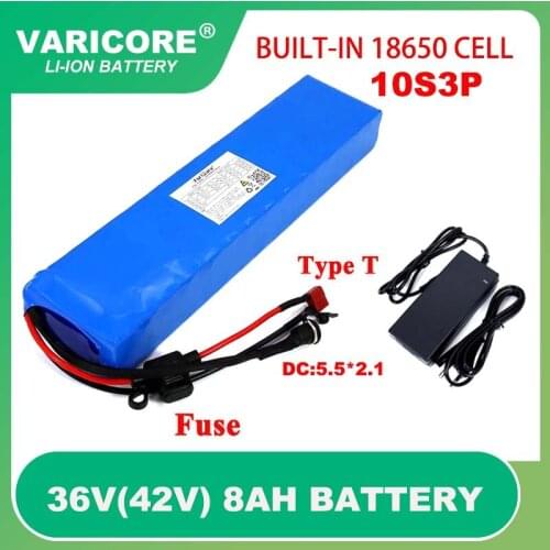 VariCore 36V 8.0Ah E-bike 18650 lithium battery pack Electric bicycles Scooter built-in 30A BMS and Fuse device 600W 42V Charger