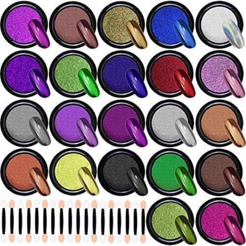 Mirror Chrome Nail Glitter Powder 22 Colors Nail Polish Powder Plated Wint Shadow Sticks Beauty Set Women Gifts Nail Accesorios