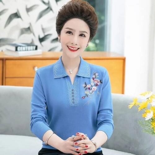 Womens Sweater Autumn Long-sleeved Loose Lapel Pullover Tops Plus Size 5XL Winter Lady Casual Embroidered Knit Sweater Coat