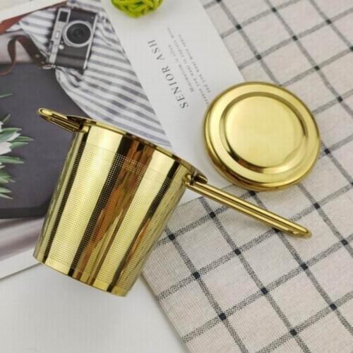 100PCS Stainless Steel Gold Tea Strainer Folding Foldable Tea Infuser Basket for Teapot Cup Teaware