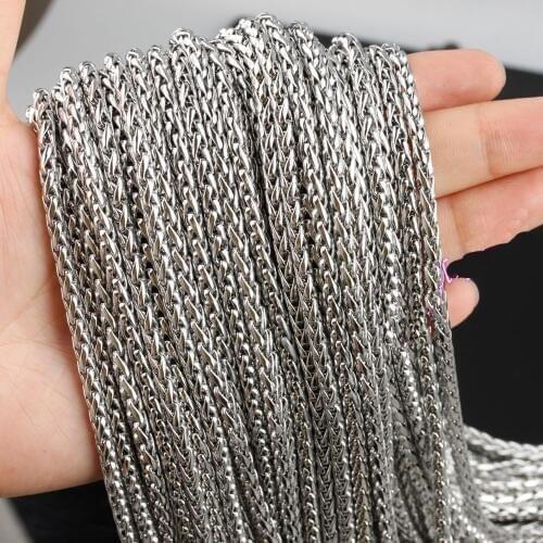 10meters New Hot Sell Wholesale in Bulk Silver Stainless Steel Wheat Chain, High Quality for making necklace