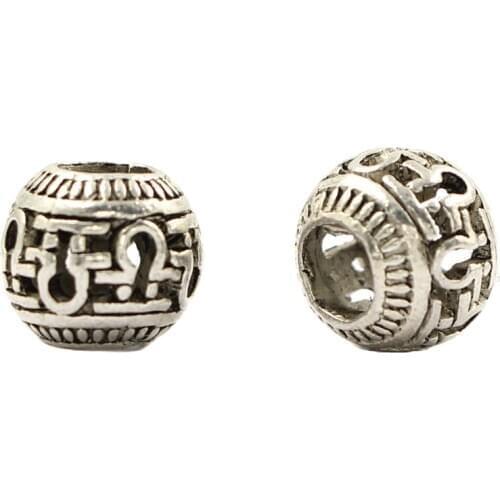 Sale Tibetan Silver Metal Carved Cylinder Beads European Big Hole Charm Spacer Fit DIY Bracelet Jewelry Accessories 10pcs