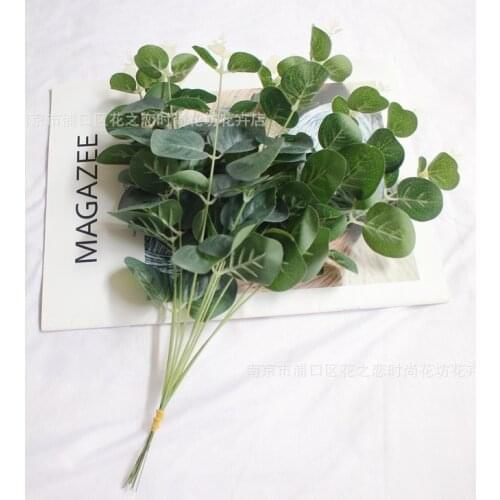 10Pcs Single Branch Eucalyptus Leaf Flower Wall Display Wedding Flower Arrangement Photography Props Fake Green Plants Leaves