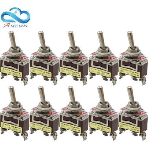 10pce button switch 1122 shake rocker arm toggle switch 3 foot 3 single pole switch aperture 12MM silver contact