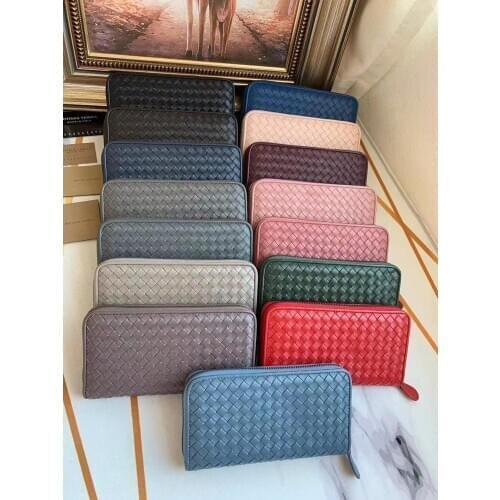 2019 high quality woven wallet sheepskin woven wallet woven zipper wallet