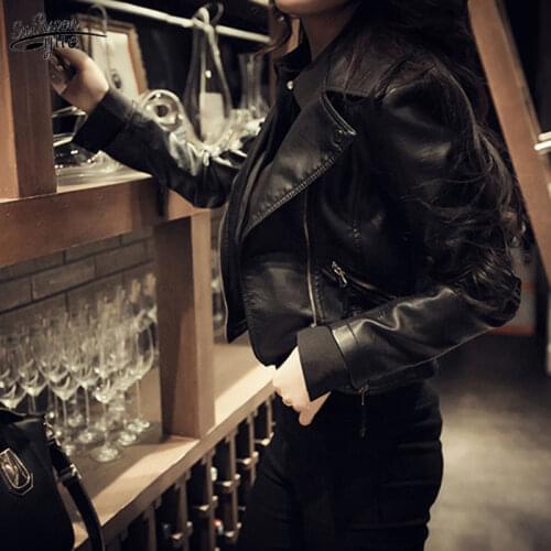 2021 Autumn Slim Locomotive Ladies Leather Jacket The New Korean Style Trendy Short Leather Jacket Plus Size Jacket Women 15689