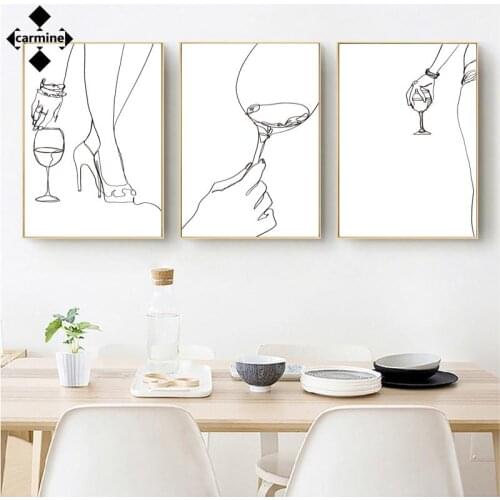 Abstract Wall Art Canvas Painting Modern Body Wine Line Painting Nordic Posters and Prints Minimalist Picture Living Room Decor