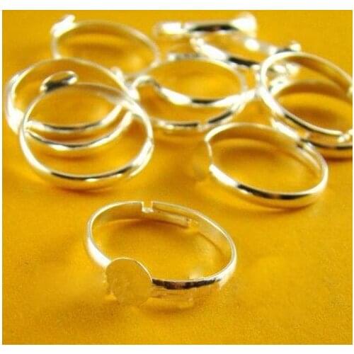 Free shipping!!!!! 400pcs/lot 6MM Silver Plate Nickel Free Adjustable Ring Base