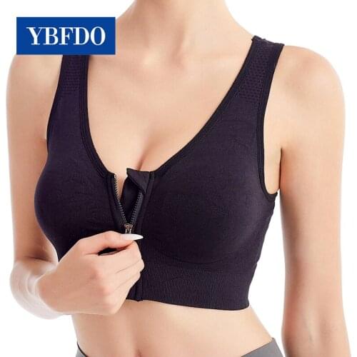 YBFDO Womens Shockproof Breathable seamless Bra Gym Fitness Athletic Running Yoga Push Up Front zipper Sports Bras Comfortable