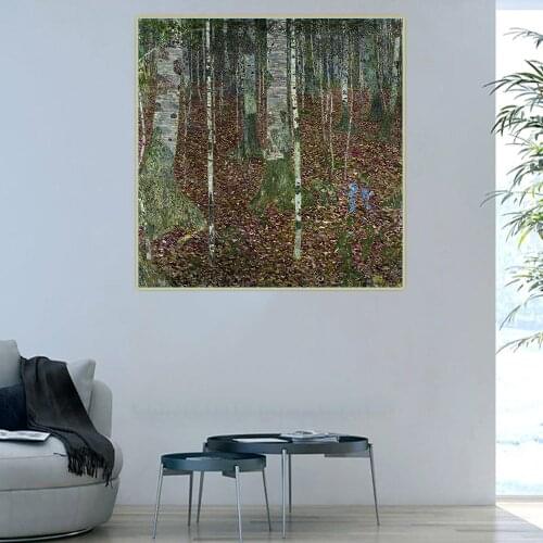 Citon Gustav Klimt《The Birch Wood》Canvas Art Oil Painting Famous Art Poster Picture Wall Decor Home Interior Decoration