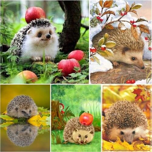 DIY Hedgehog 5D Diamond Painting Full Drill Animal Embroidery Cross Stitch Kit Mosaic Wall Frameless Painting Home Decor Gift
