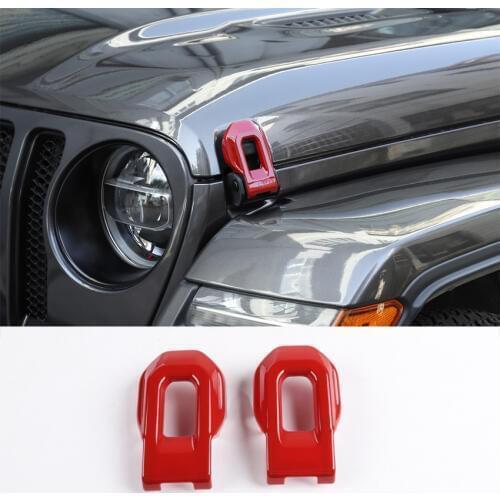 For Jeep Wrangler JL 2018+ Car Front Engine Hood Cover Lock Buckle Decoration Frame Trim Stickers Car Accessories ABS