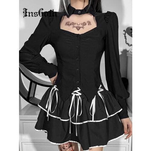 Женские рубашки INSGOTH China At AliExpress